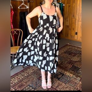 Black + White Maxi Dress with POCKETS